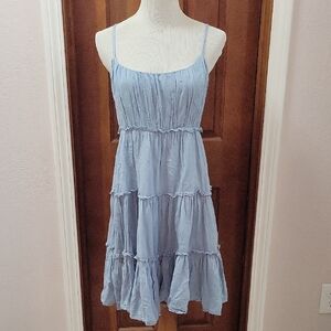 Lucky Brand Light Blue Tiered Mini Dress